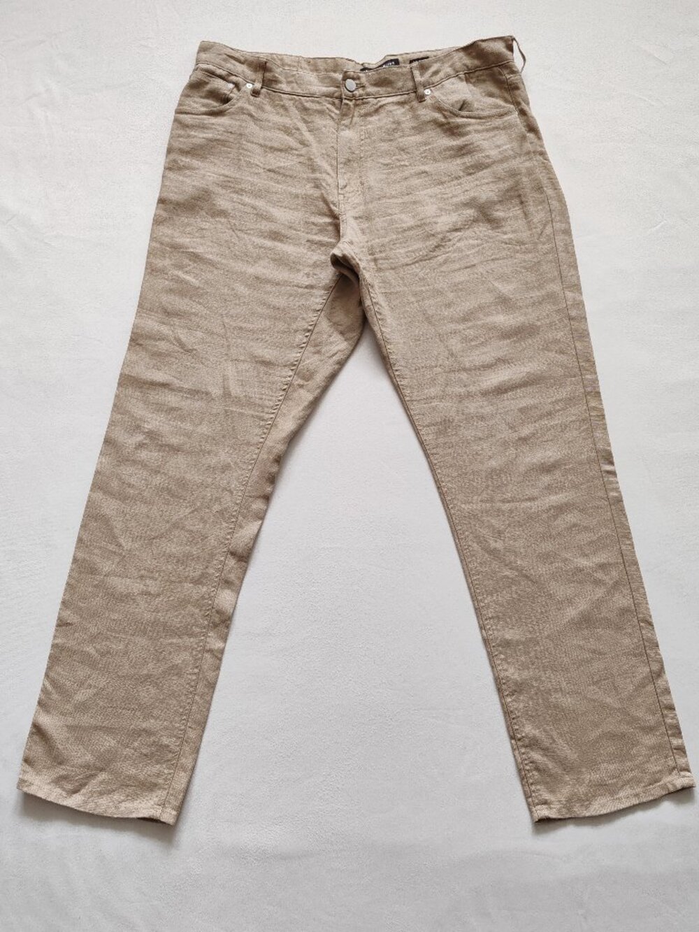 Michael Kors Men's 100% Linen Pants 36x32 Tailored Fit Beige Tan 5-Pocket